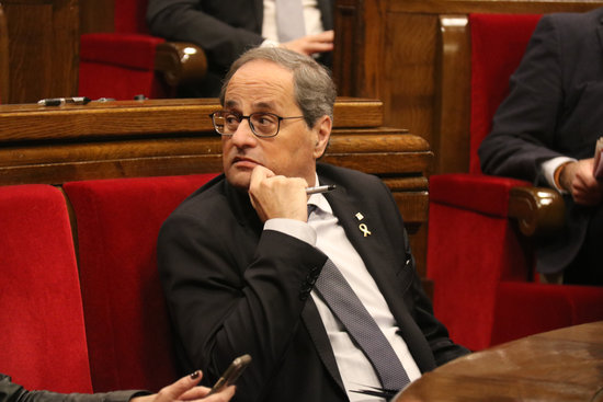 Catalan president Quim Torra at the parliament's extraordinary plenary session on January 4, 2019 (by Mariona Puig)
